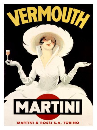 โปสเตอร์วินเทจ – Vermouth Martini – เครื่องดื่มแอลกอฮอล์ – ฉันมีชุดจานด้วย …